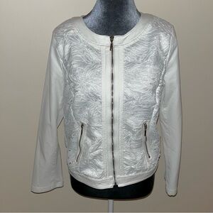 White Jacket with Lace Overlay
